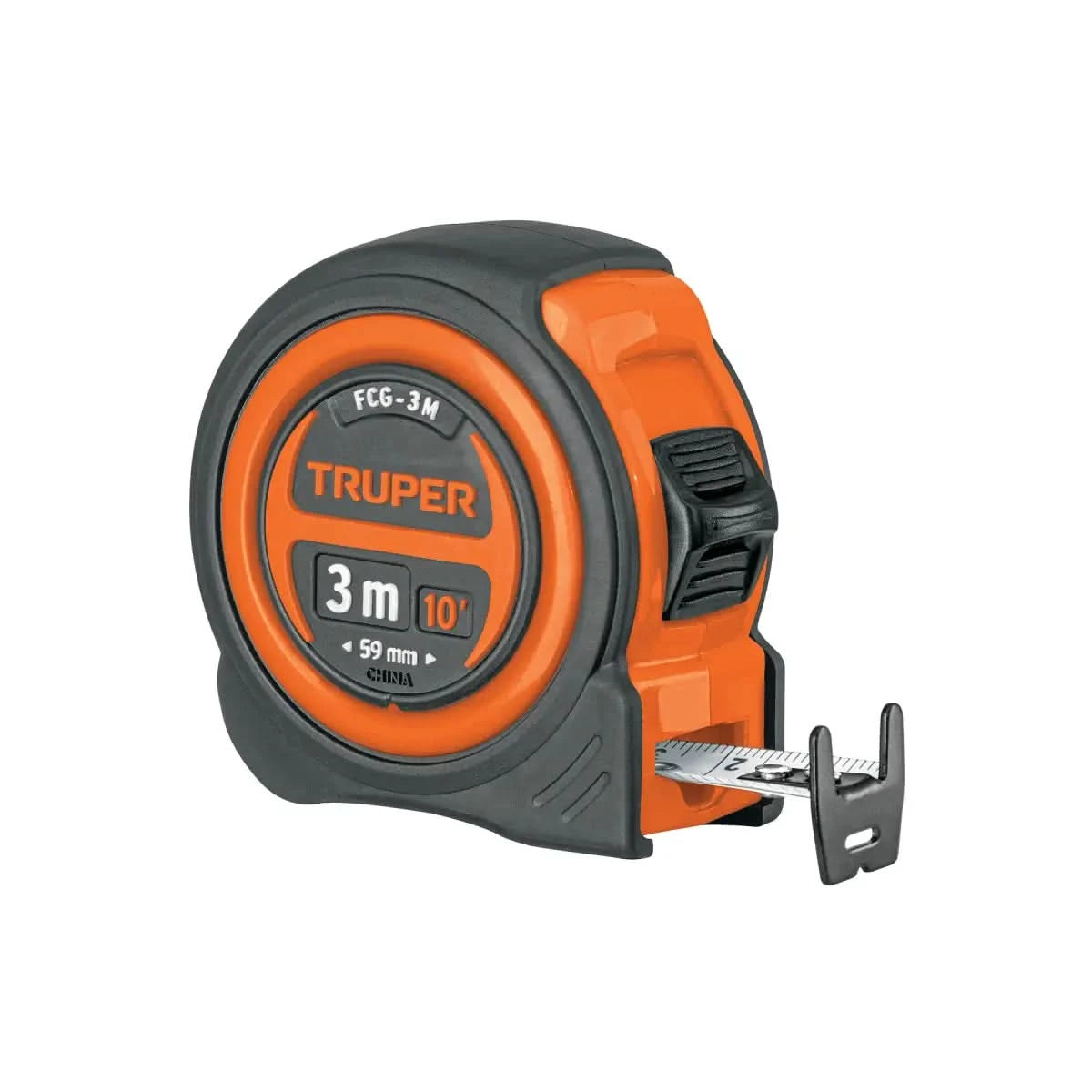 Flexómetro Truper 3M uso rudo con diseño compacto y cinta de 16mm resistente a impactos