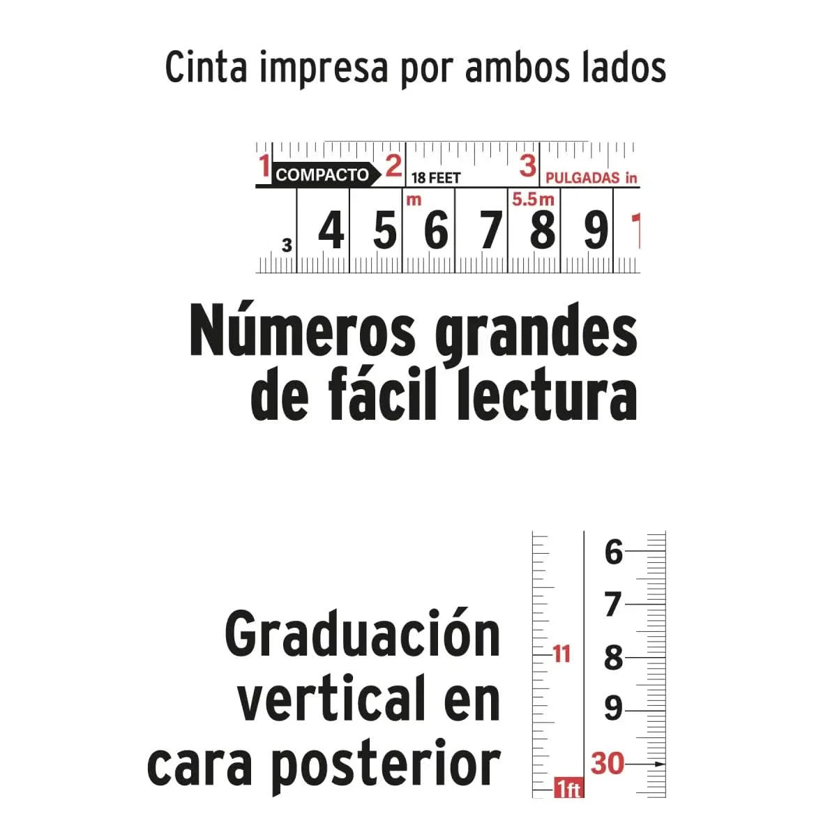 Flexómetro Truper 8M uso rudo con diseño compacto y cinta de 25mm resistente a impactos Numeros grandes de facil elctura y graduacipon vertical en cara posterior