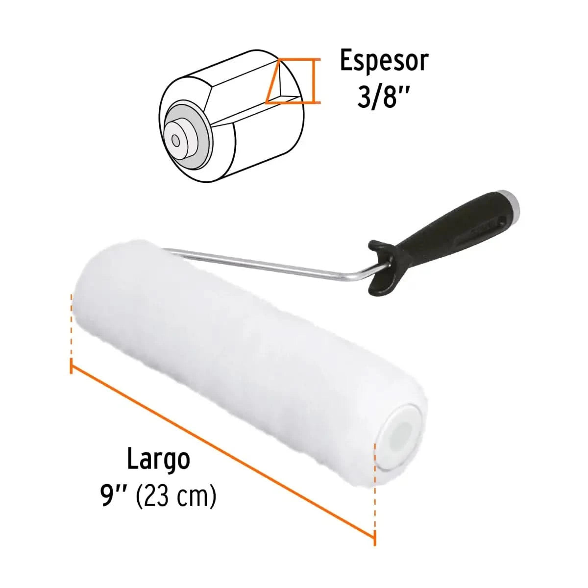 Rodillo para pintar 9" x 3/8" superficies lisas Truper
