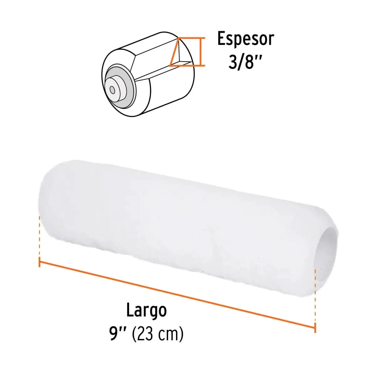 Felpa para rodillo 9" x 3/4" superficies lisas Truper