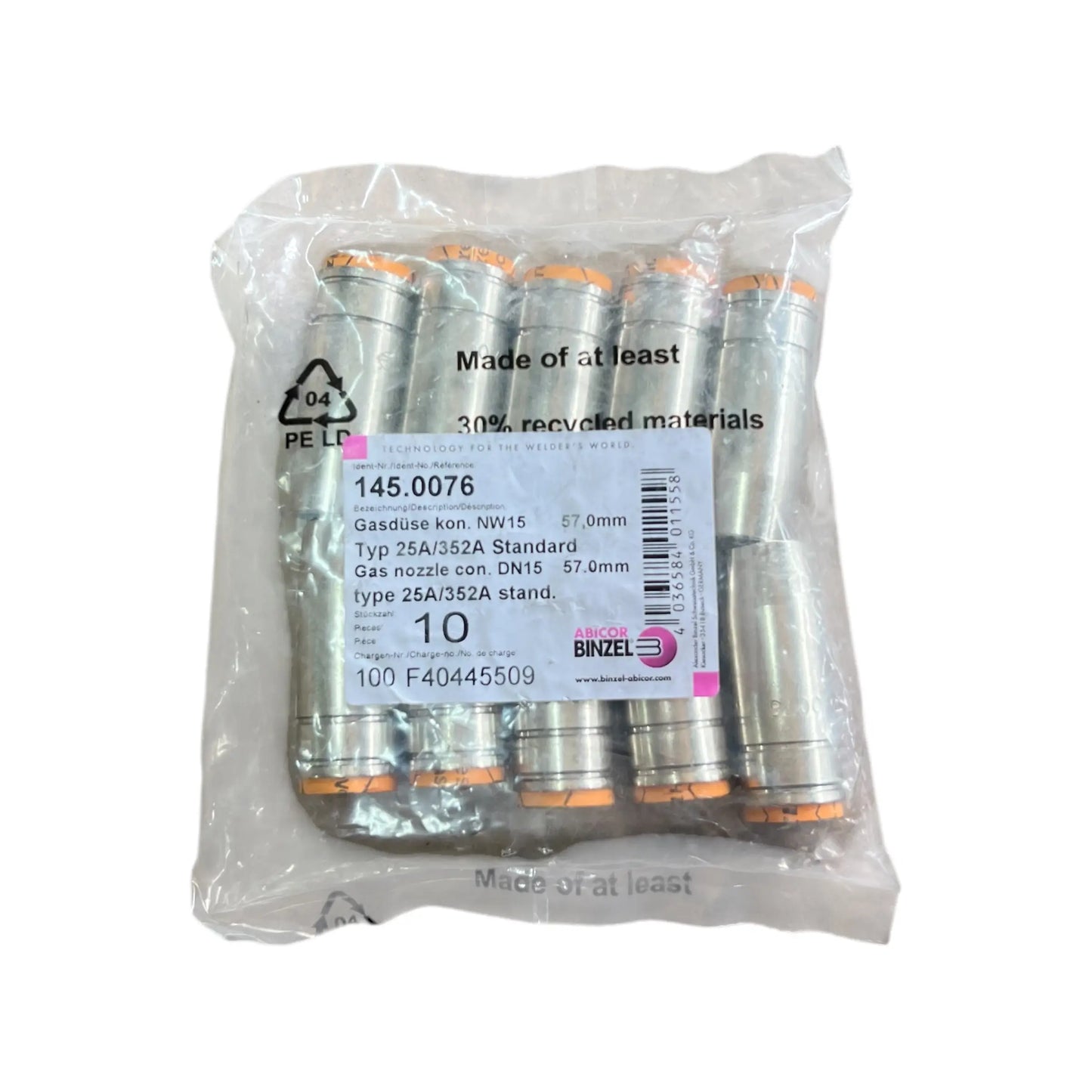 Tobera de gas para soldar 9/16" o 15mm en la antorcha MB25 marca abicor binzel