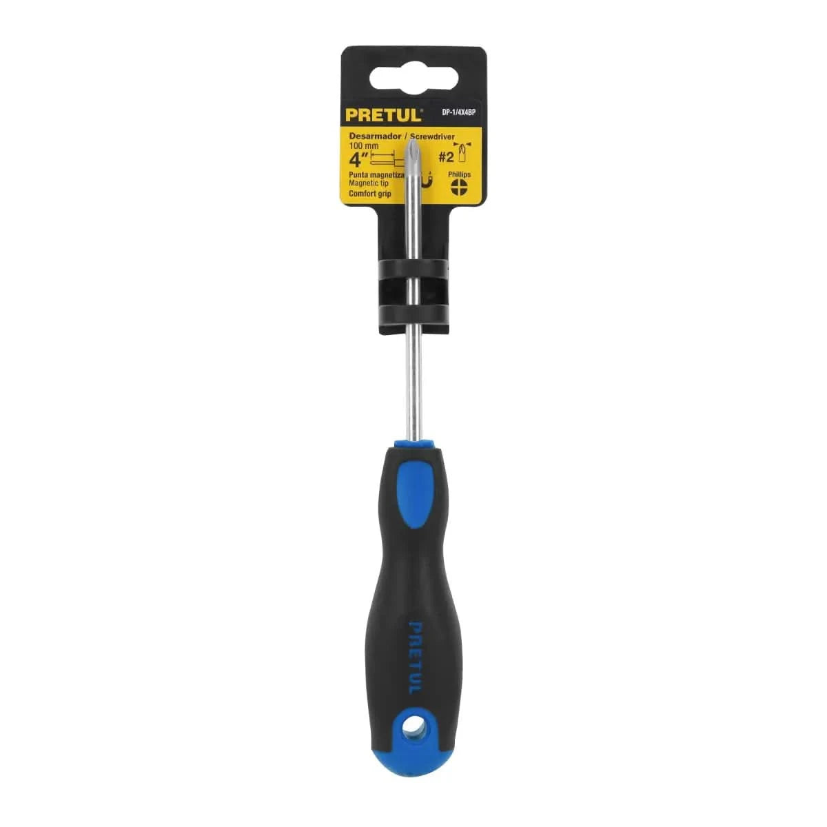 Desarmador de cruz 1/4" x 4" mango Comfort Grip Pretul