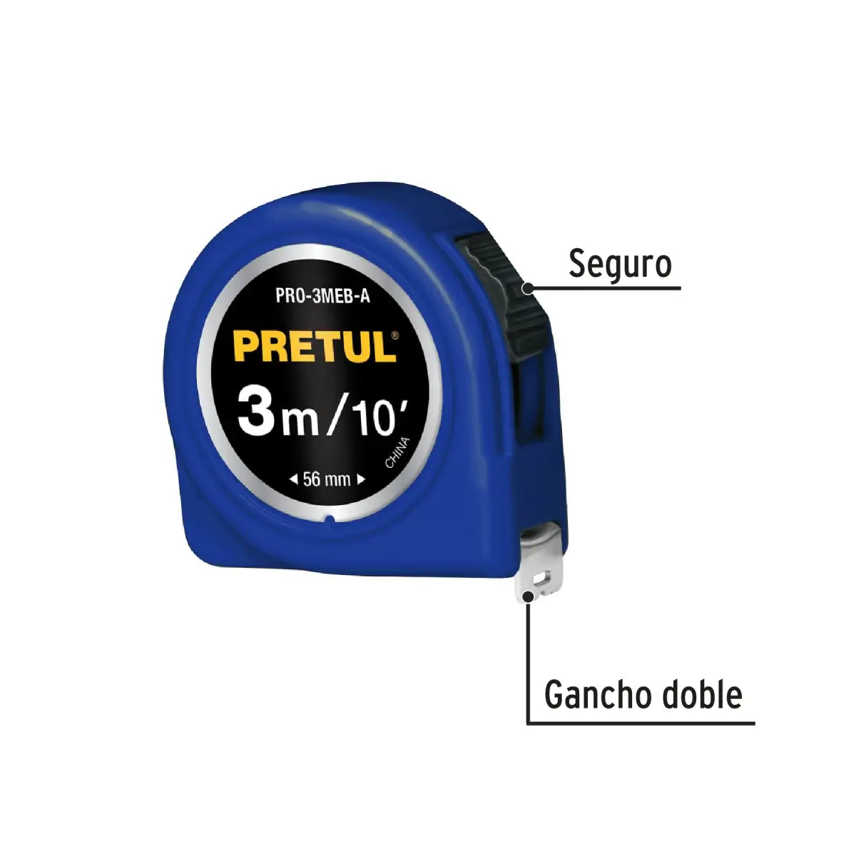 Flexómetro azul 3 M Pretul