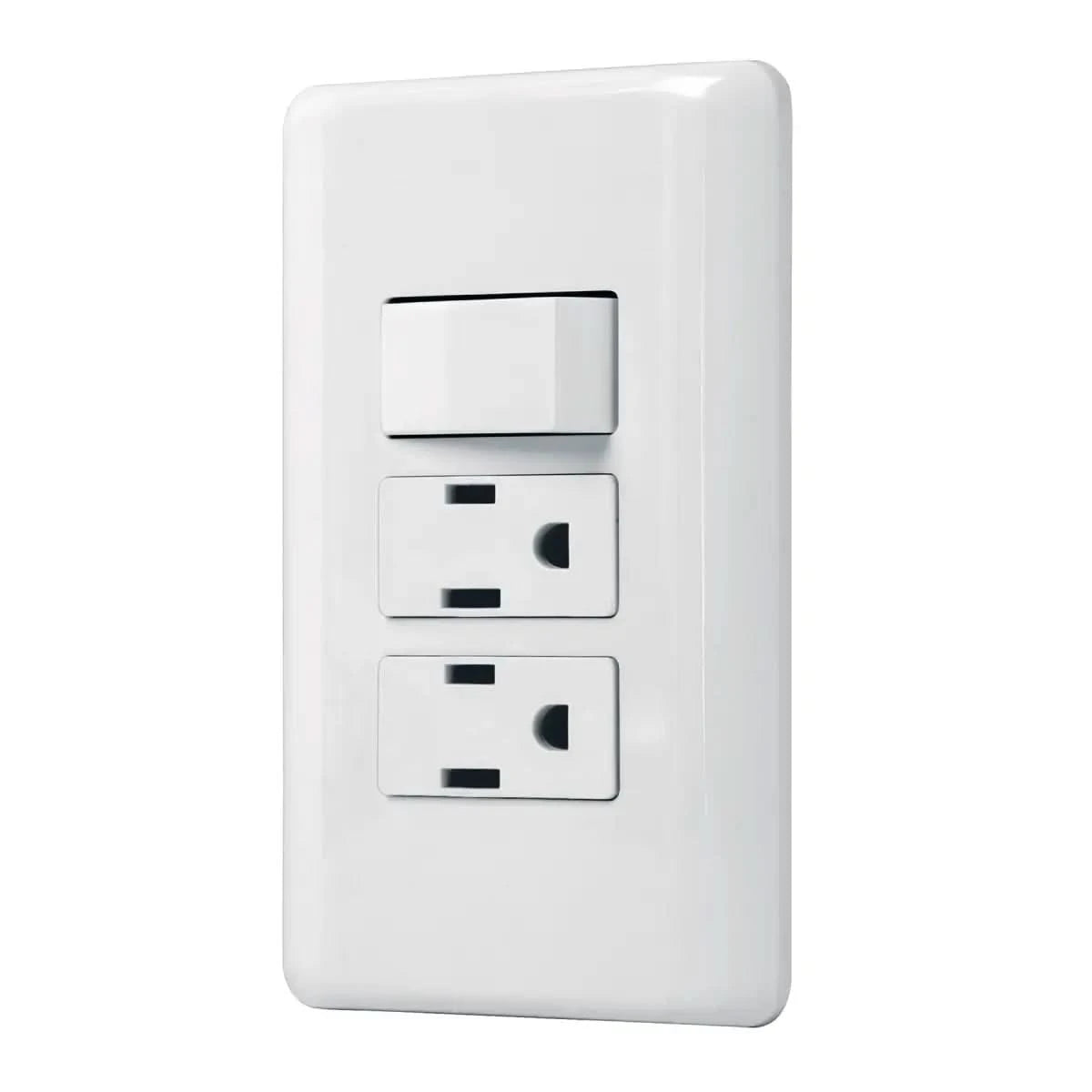 Placa eléctrica 2 contactos y 1 interruptor color blanco