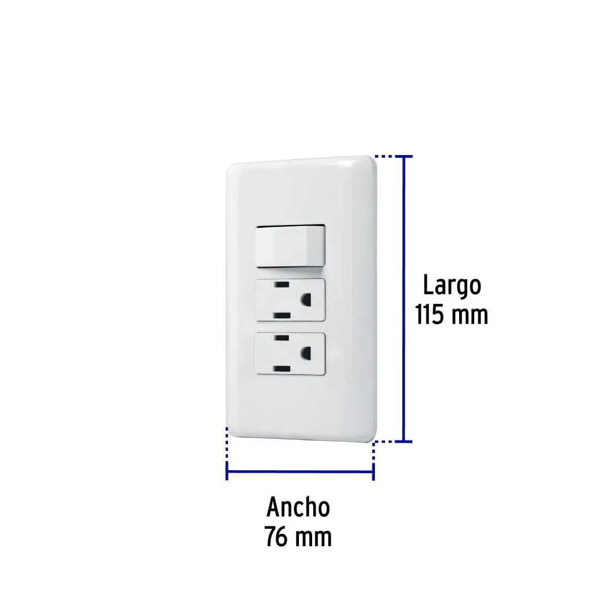 Placa eléctrica 2 contactos y 1 interruptor color blanco