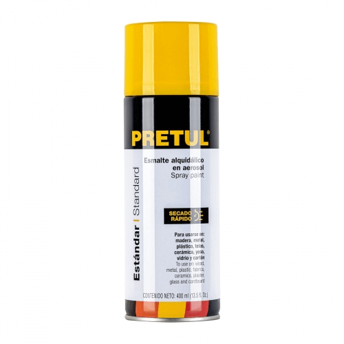 Pintura en aerosol de color amarillo pretul