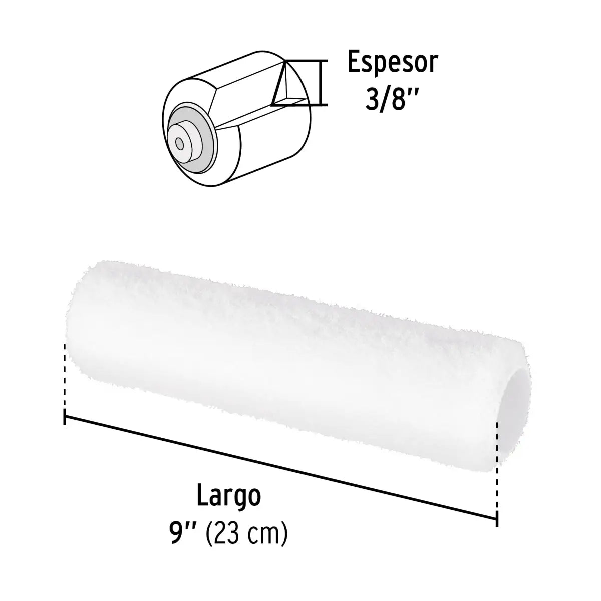 Felpas para pintar de poliéster 9 x 3/8" Pretul