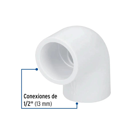 Codo de 90° PVC 1/2" (13 mm) Hidraulico marca foset