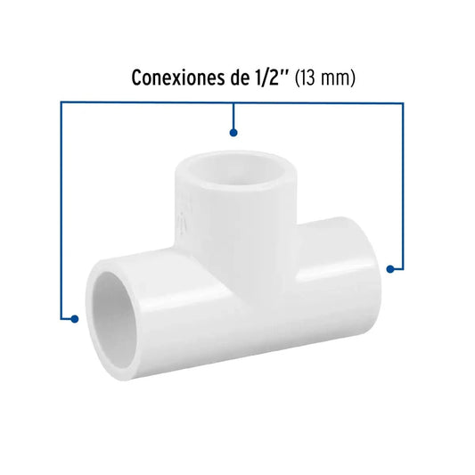 Tee de PVC 1/2" (13 mm) Hidráulico cedula 40 marca foset