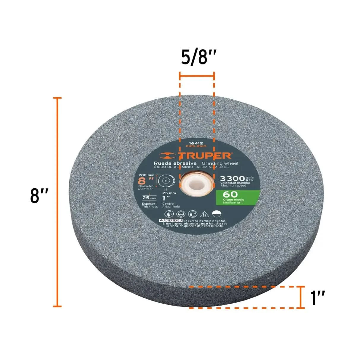 Esmeril de banco 8" 3/4 HP los discos de 5/8" truper