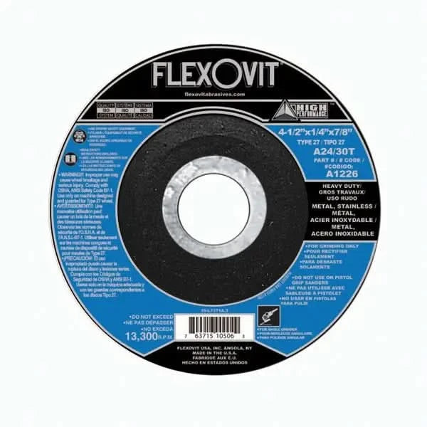 Disco de desbaste 4-1/2" alto rendimiento para acero inoxidable Flexovit