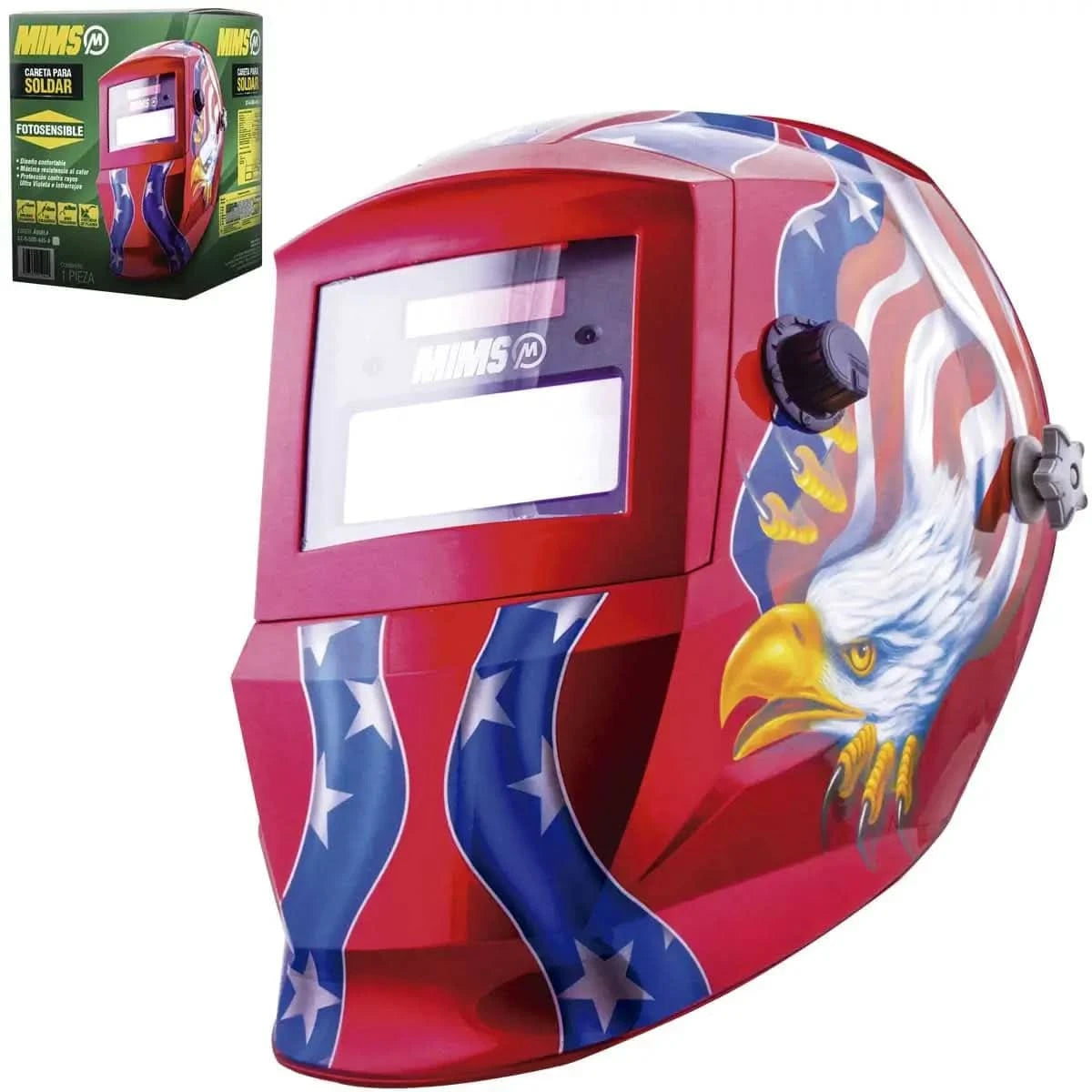 Careta para soldar electrónica Mims estilo águila roja y azul ST-6-500-445