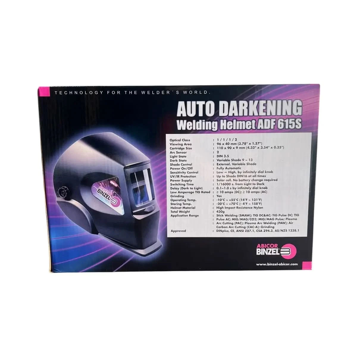 Careta para soldar marca binzel modelo ADF615S datos y especificaciones