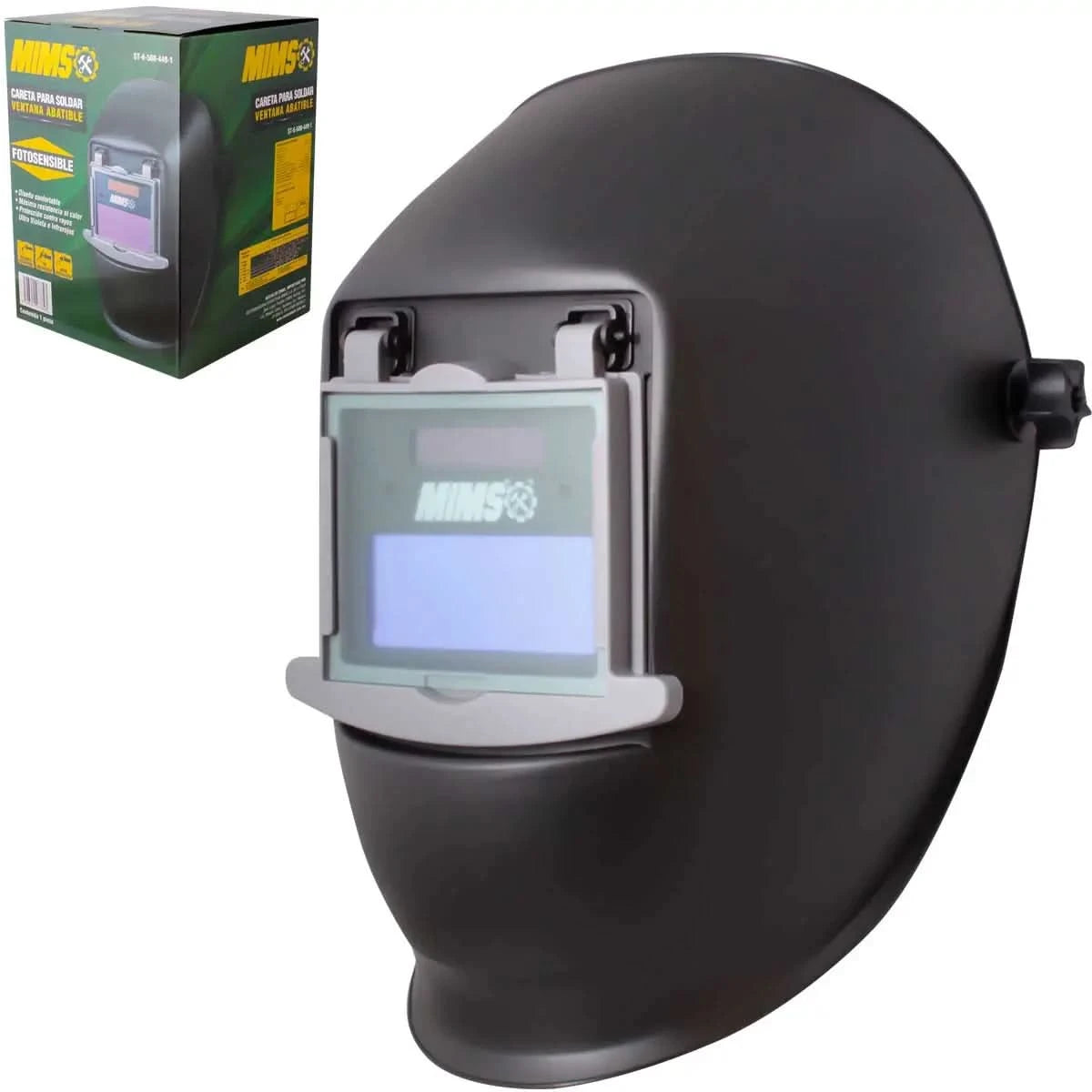 Careta para soldar electronica con ventana abatible marca mims para uso ligero medio pesado