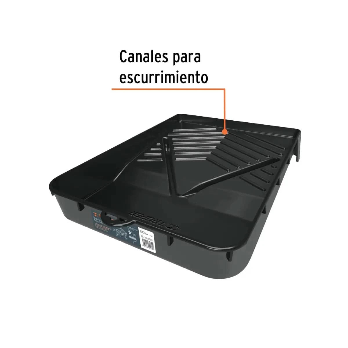 Charola para pintura 9" y con canales para escurrimiento marca truper modelo 19211