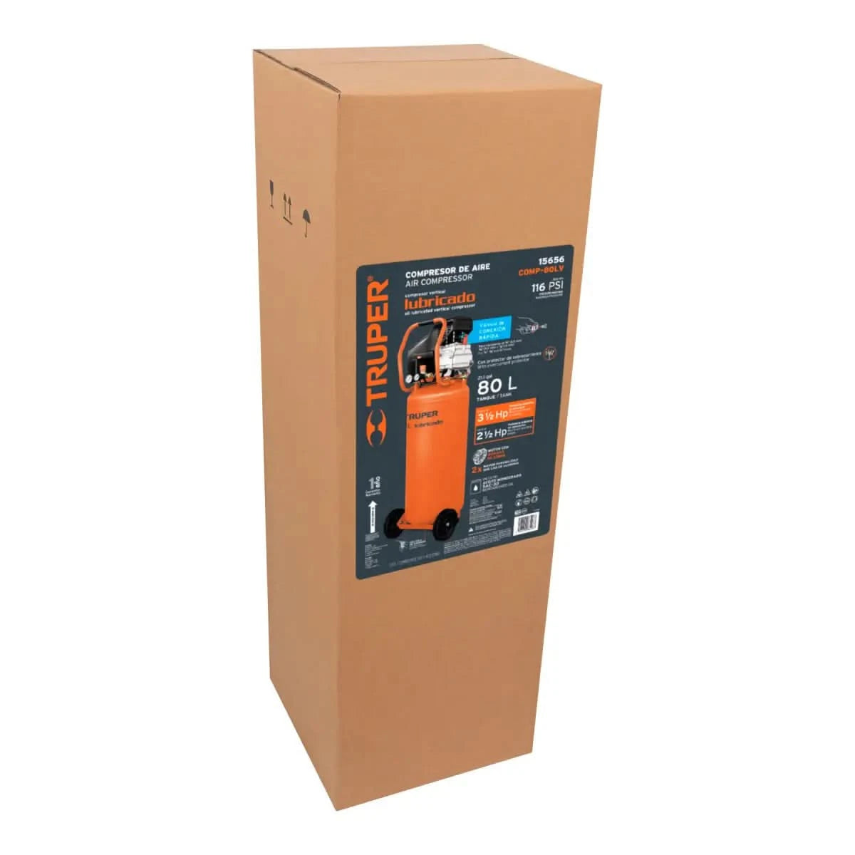 Compresor lubricado vertical 80 litros marca truper