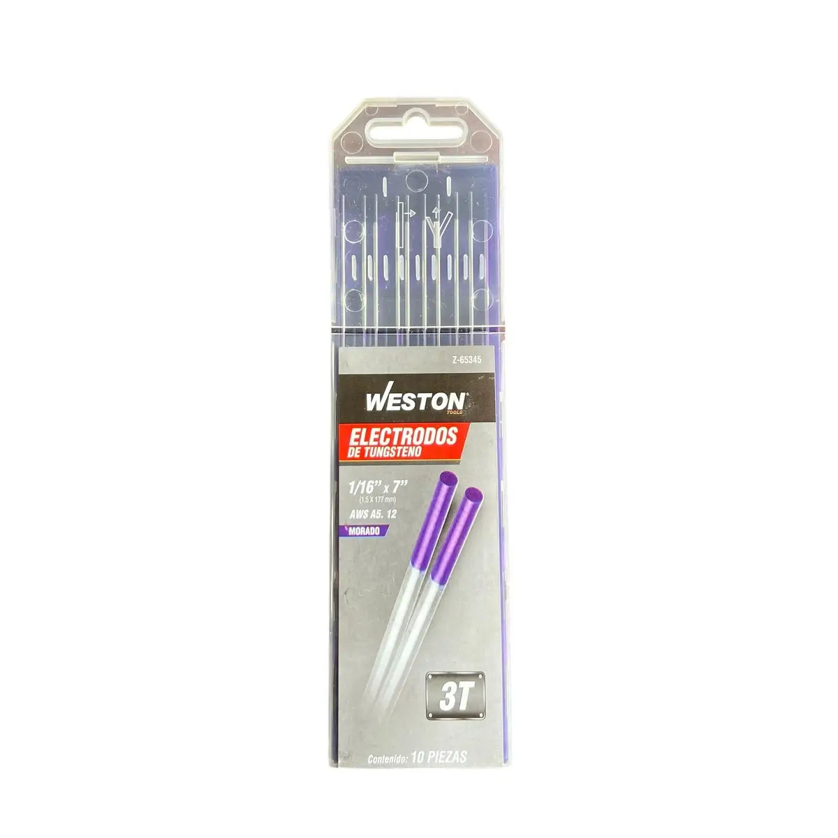 Tungsteno morado Weston para TIG corriente AC/DC de 1/16" o 1.6 mm marca weston
