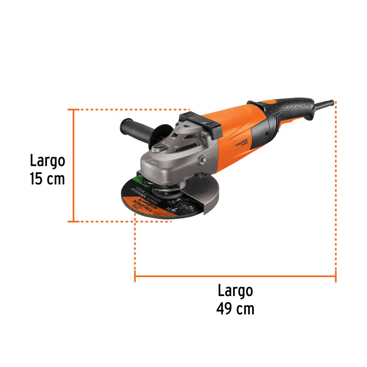Esmeriladora angular marca Truper PRO para uso pesado 7 pulgadas de 2200 Watts