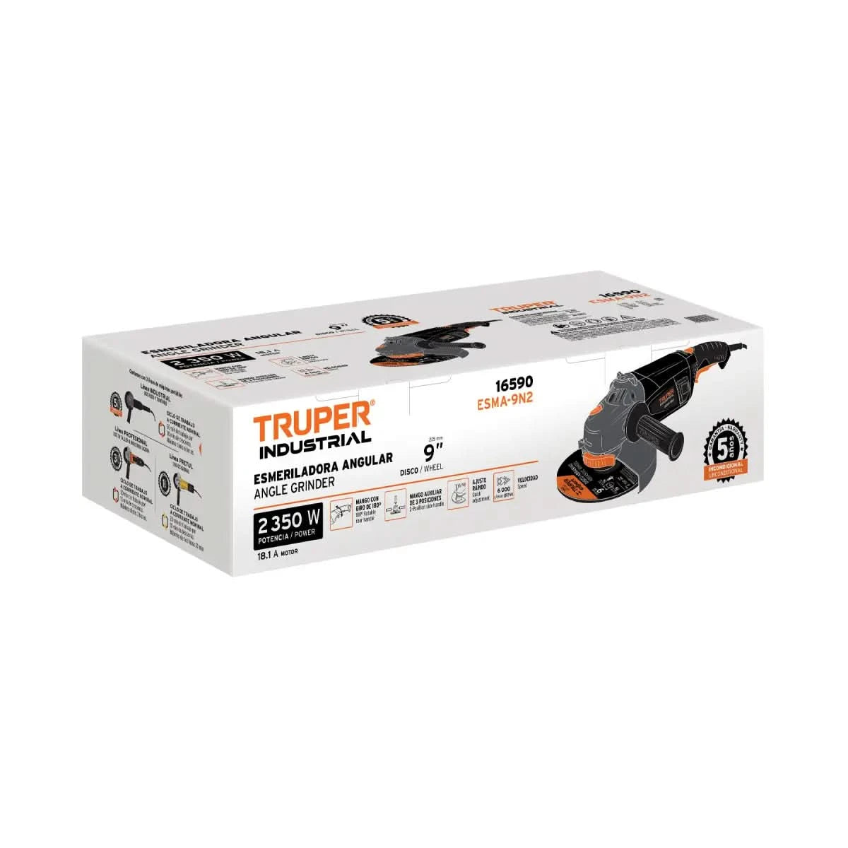 Esmeriladora industrial angular 3 angulos de 2350 Watts marca truper industrial