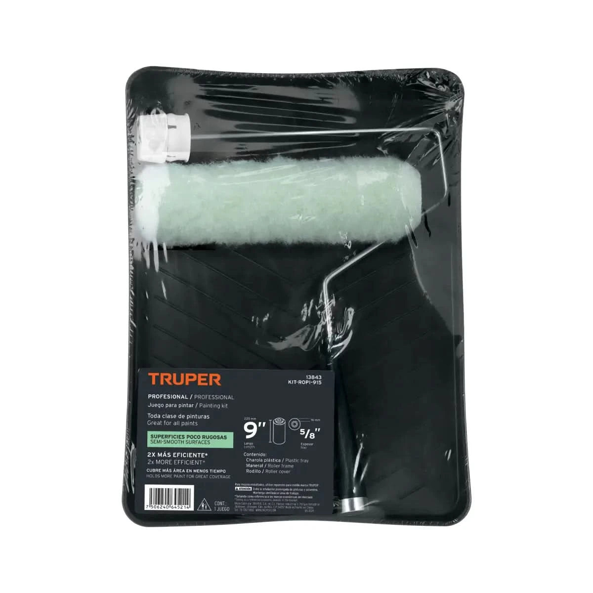 Kit rodillo incluye charola para pintar, maneral, rodillo de 9" para pintar marca truper