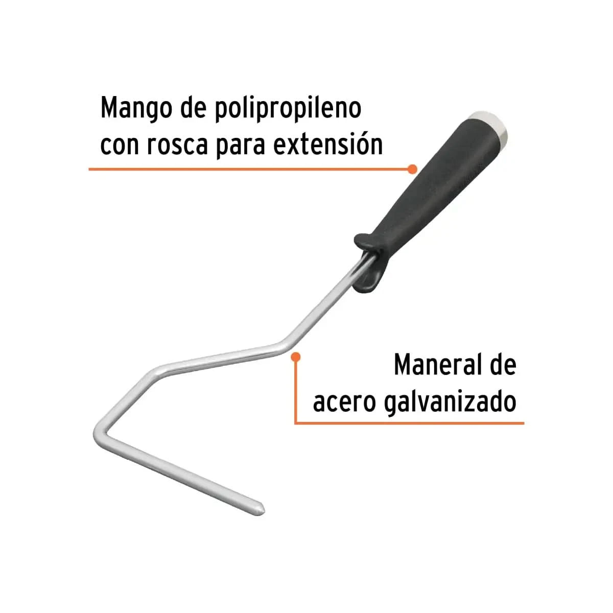 Maneral para rodillo de 4" mango de polipropileno con rosca extensión marca truper codigo 10742