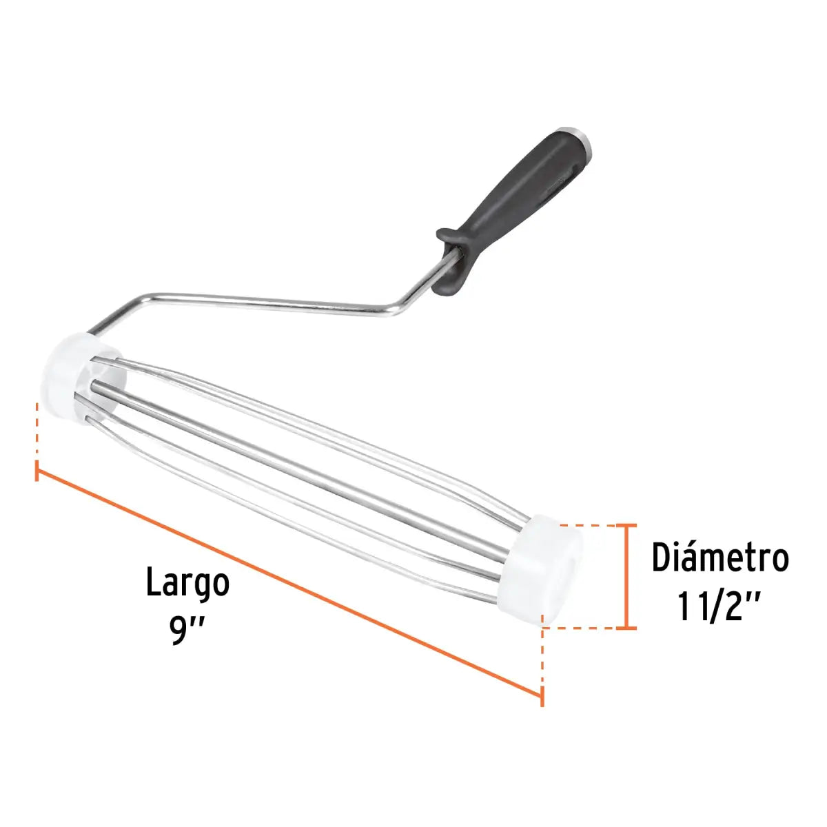 Maneral para minirodillo con jaula de largo 4" y un diámetro de 1-1/2" marca truper