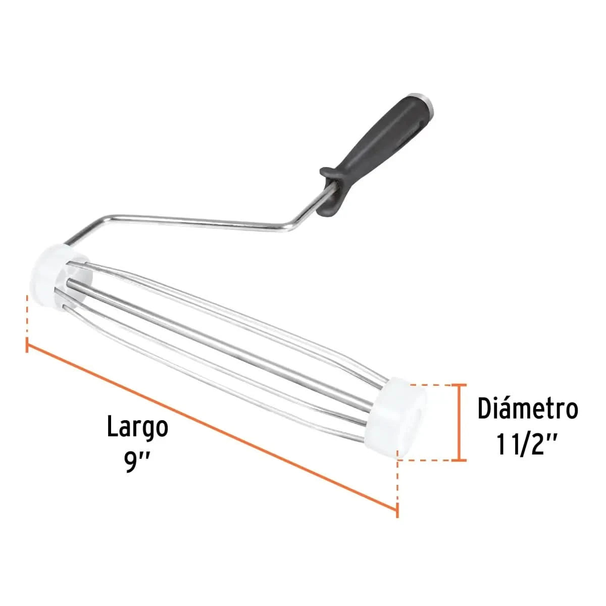 Maneral para minirodillo con jaula de largo 4" y un diámetro de 1-1/2" marca truper