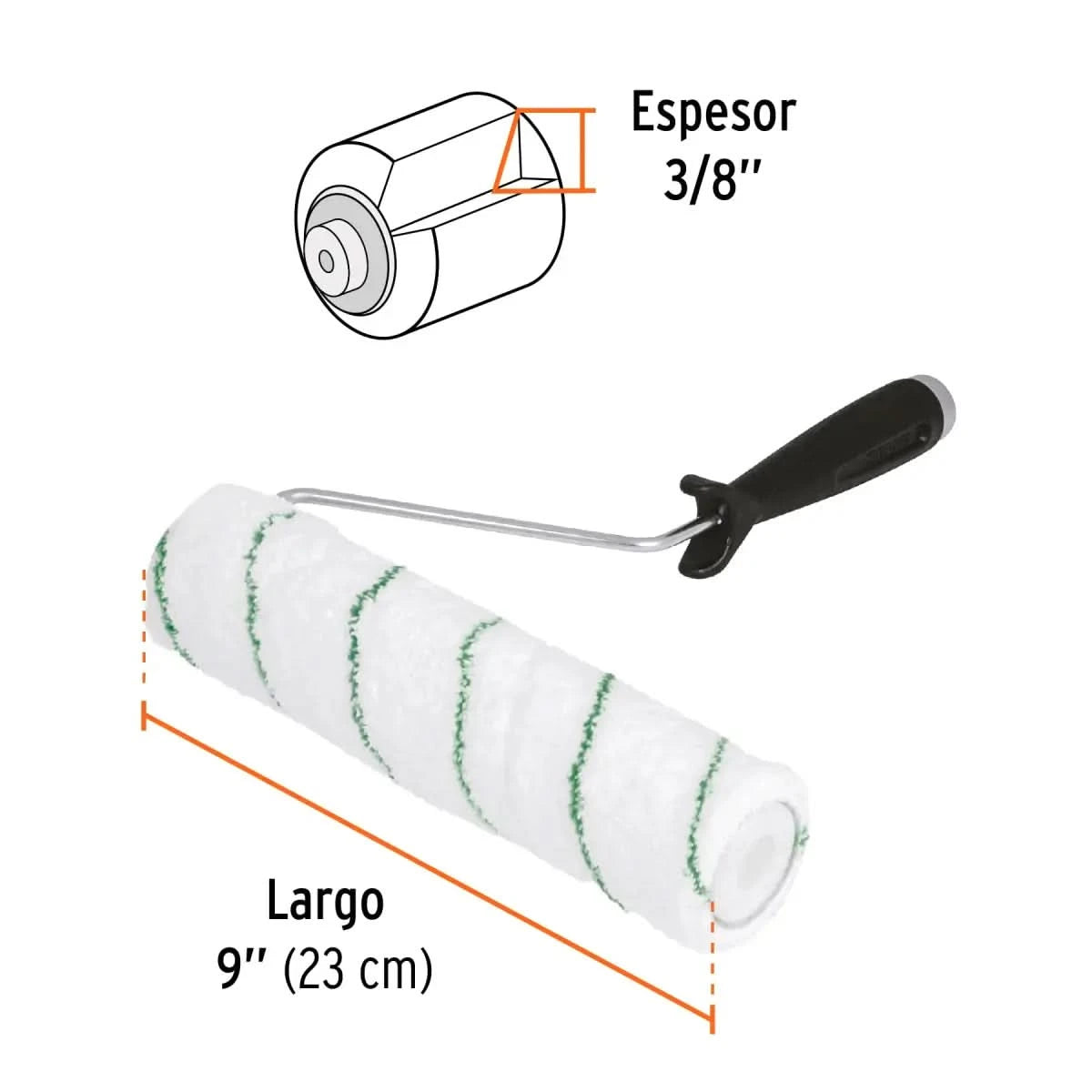 Rodillos para pintar para superficies poca rugosa de 9" y 3/8" la felpa marca truper