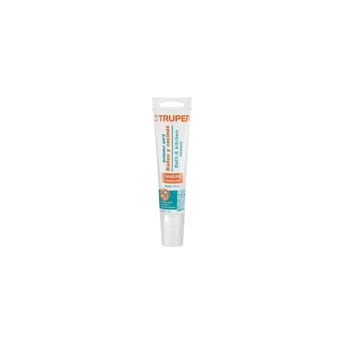 Sellador 100% silicón para baños y cocinas de 85 g traslucido marca truper