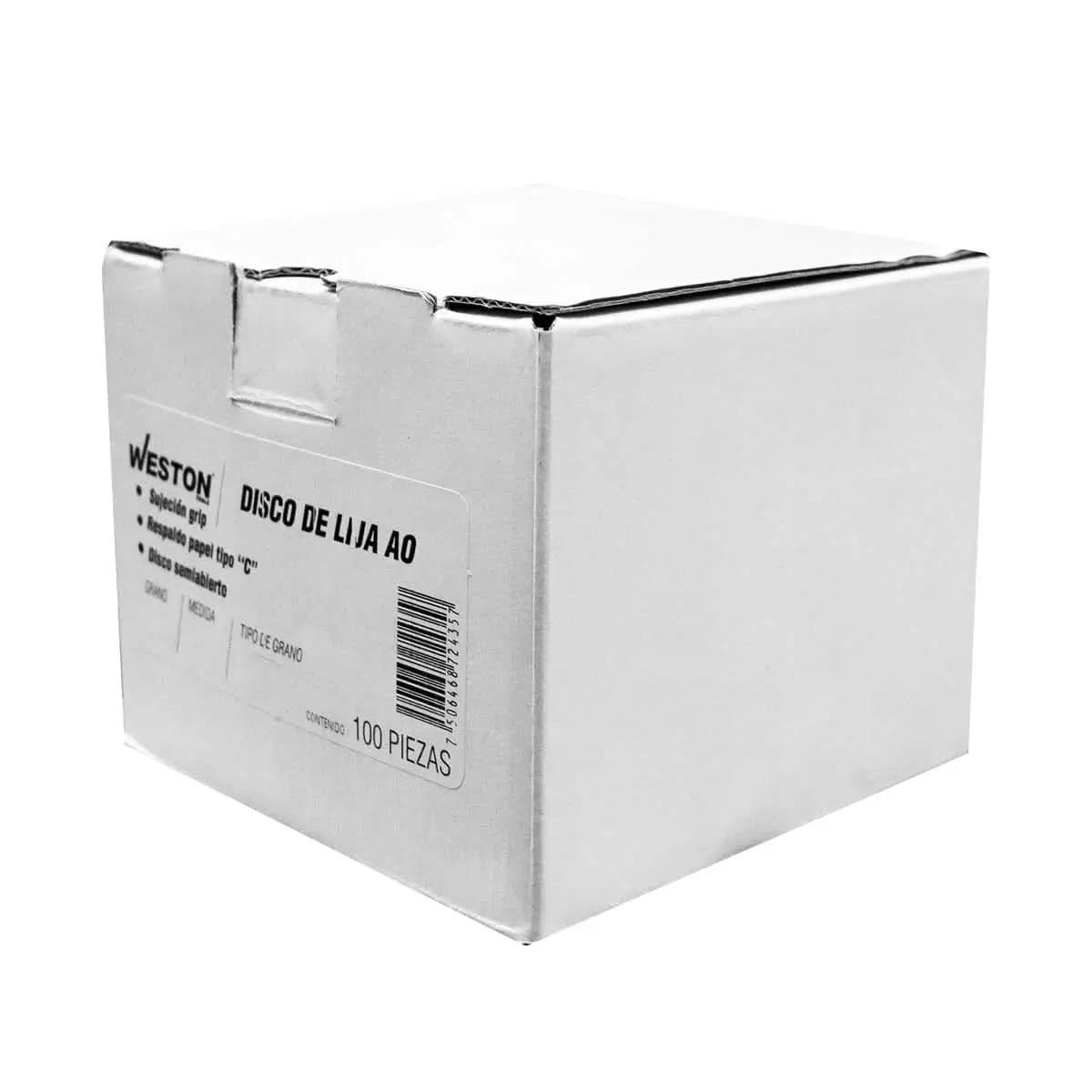Disco de lija grano 240 de oxido de aluminio color oro papel para pulidor orbital o sapito, empaque con 100 pzs marca Weston