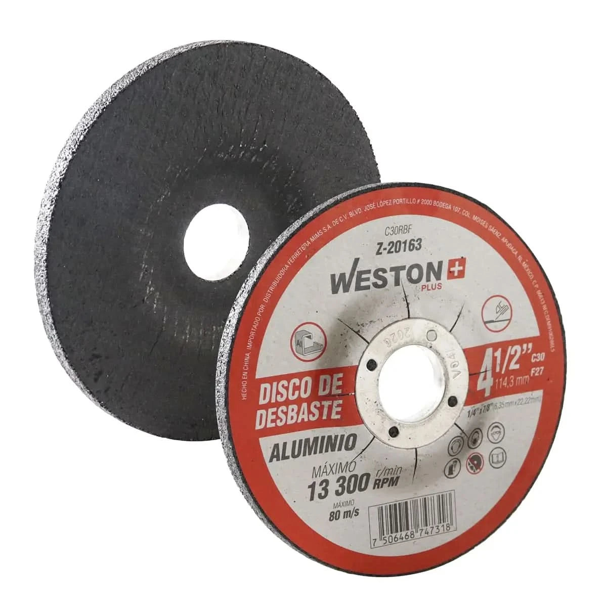 Disco de Desbaste 4-1/2” Weston para Aluminio Type 27 - Carburo de Silicio