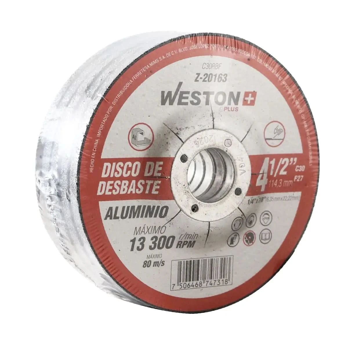 Empaque de 10 piezas - Disco de Desbaste 4-1/2” Weston para Aluminio