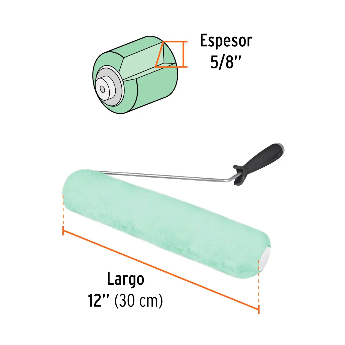 Rodillo para pintar de 12" de largo y un espesor de 5/8" truper