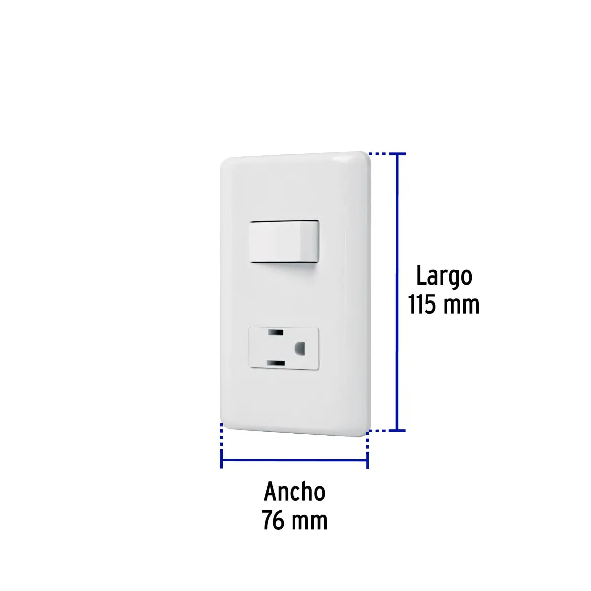 Placa eléctrica 1 contacto y 1 interruptor color blanco