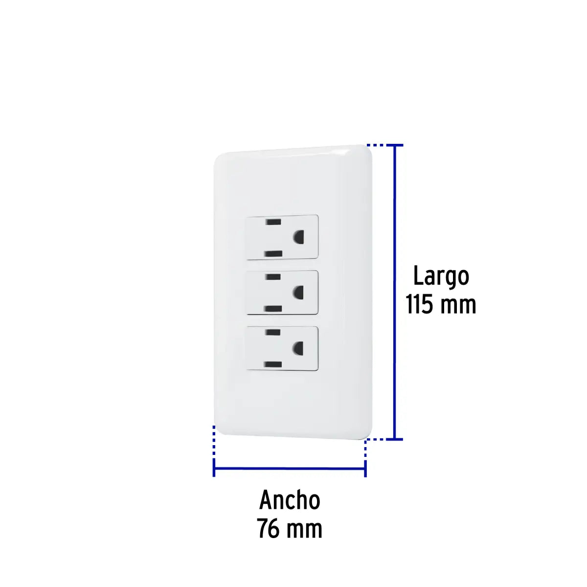 Placa eléctrica 3 interruptores color blanco