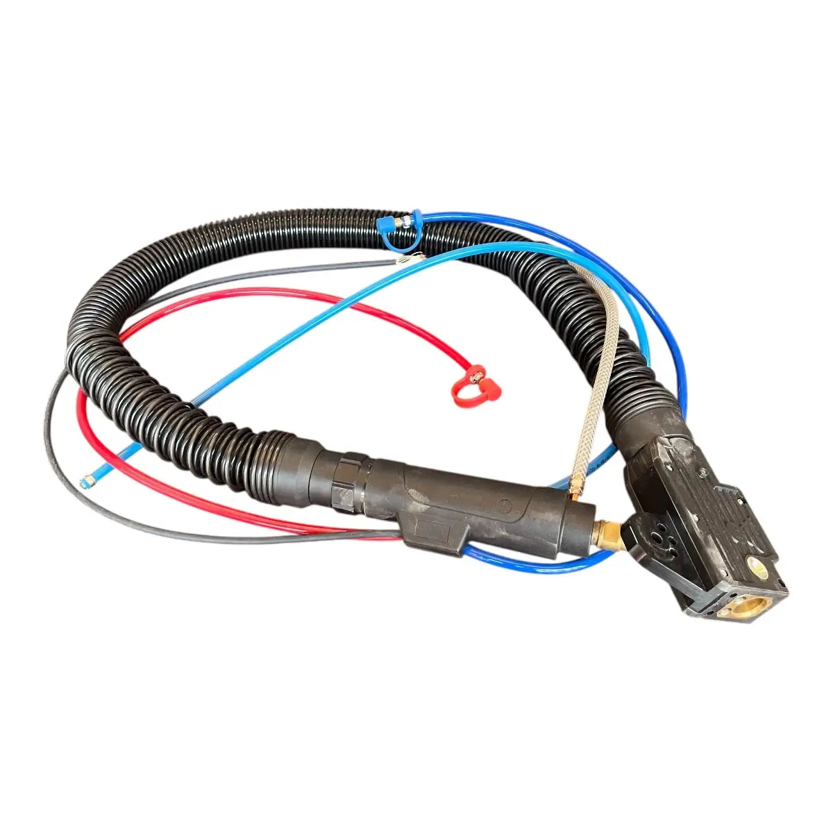 Vista frontal del ensamble de manguera Binzel 960W-40LX WH WS SC para antorchas robóticas